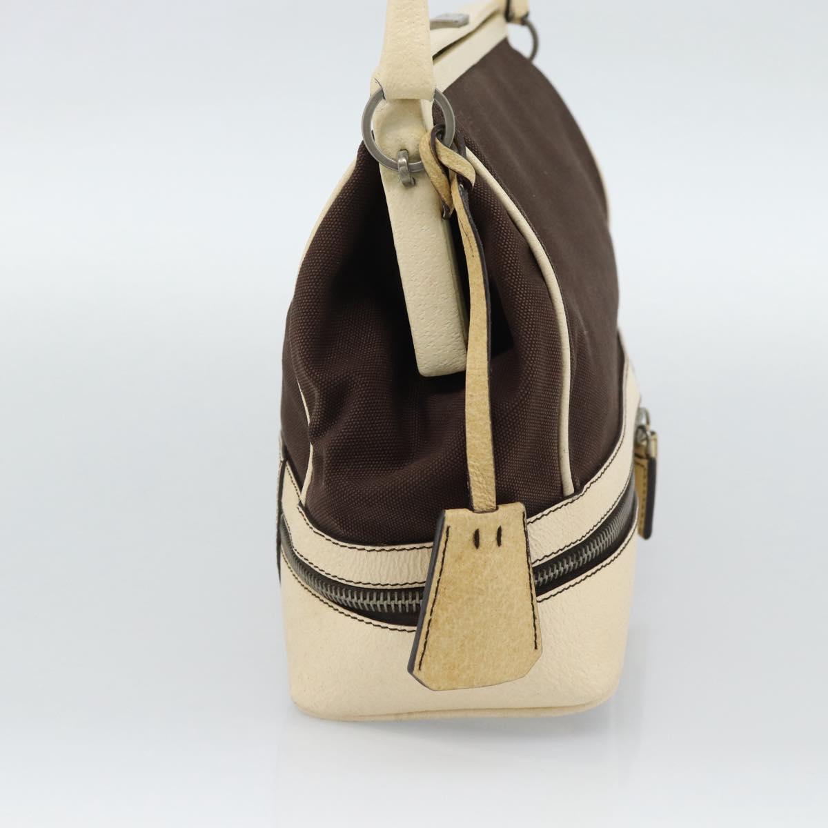 PRADA Hand Bag Canvas Brown Auth 185862