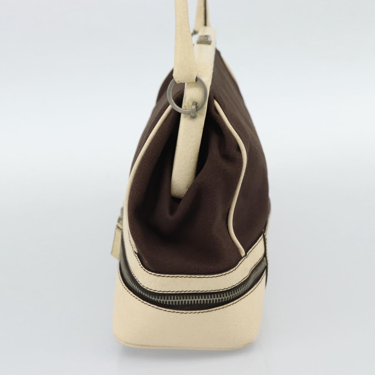 PRADA Hand Bag Canvas Brown Auth 185862