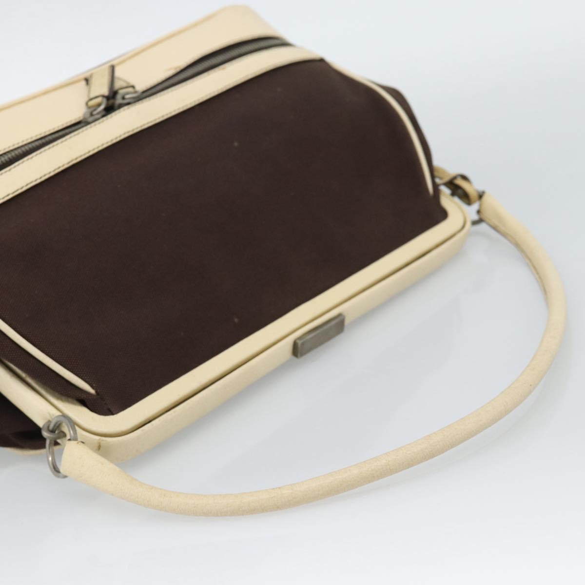 PRADA Hand Bag Canvas Brown Auth 185862