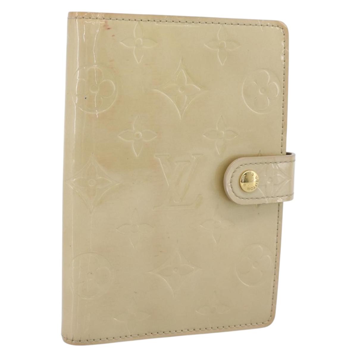 LOUIS VUITTON Monogram Vernis Agenda PM Planner Cover Beige R21001 Auth 185865