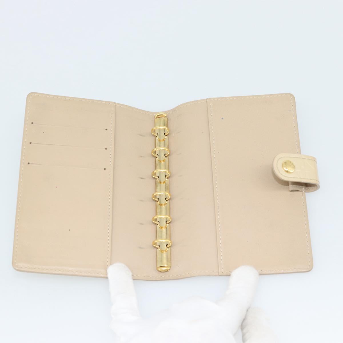 LOUIS VUITTON Monogram Vernis Agenda PM Planner Cover Beige R21001 Auth 185865