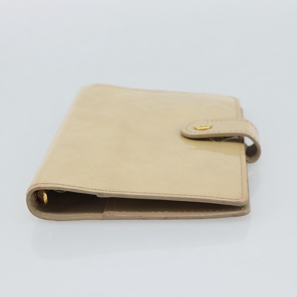 LOUIS VUITTON Monogram Vernis Agenda PM Planner Cover Beige R21001 Auth 185865