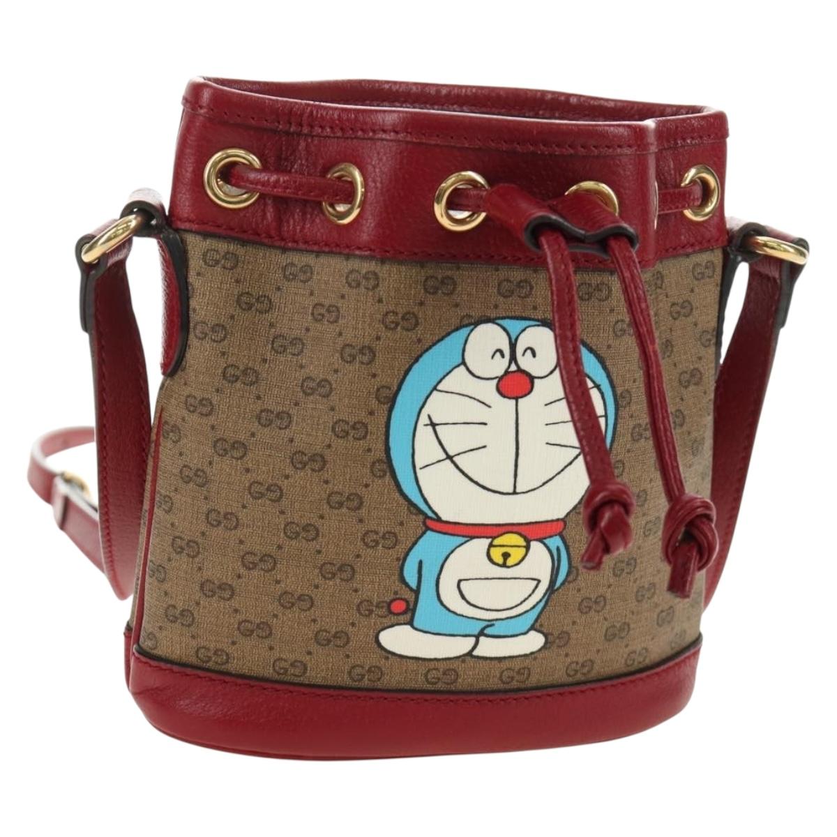 GUCCI GUCCI × Doraemon Micro GG Supreme Bag PVC Beige Gold 647801 Auth 185900M