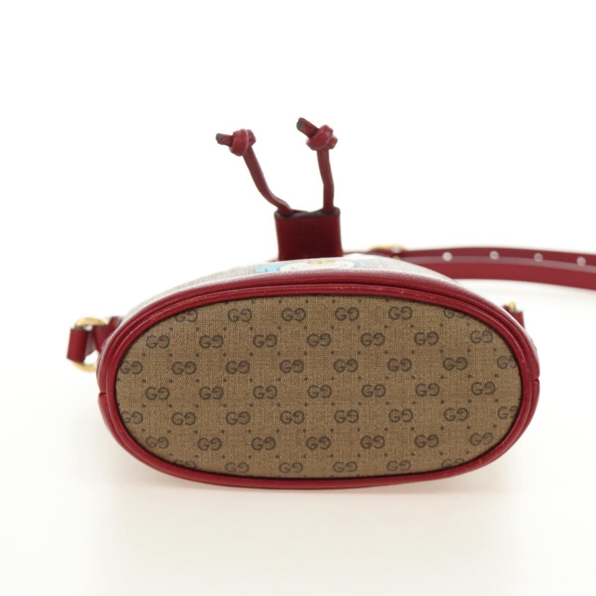 GUCCI GUCCI × Doraemon Micro GG Supreme Bag PVC Beige Gold 647801 Auth 185900M