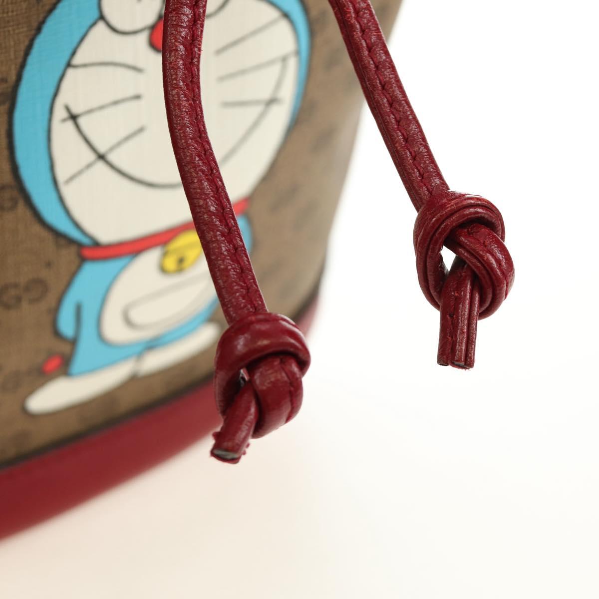 GUCCI GUCCI × Doraemon Micro GG Supreme Bag PVC Beige Gold 647801 Auth 185900M