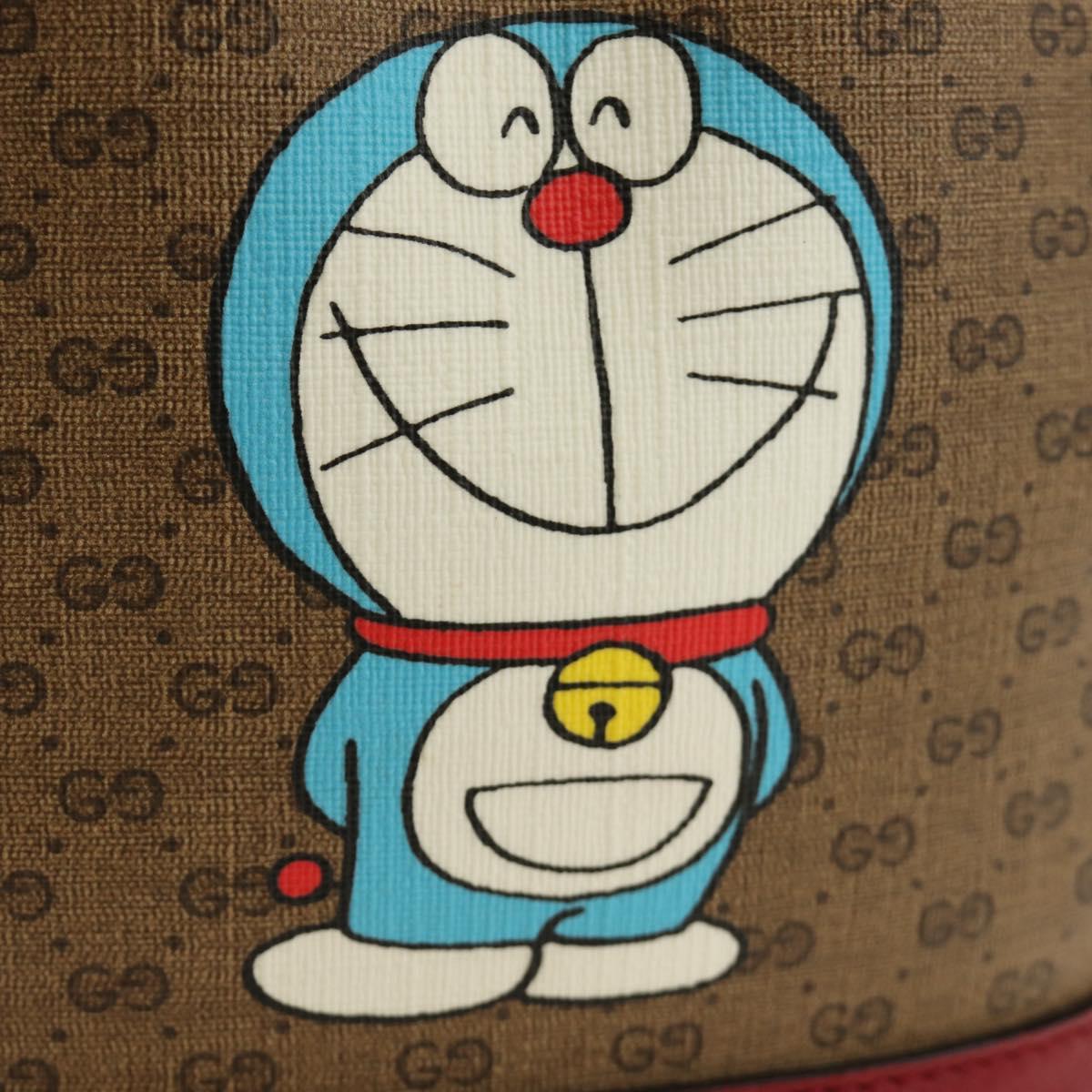 GUCCI GUCCI × Doraemon Micro GG Supreme Bag PVC Beige Gold 647801 Auth 185900M