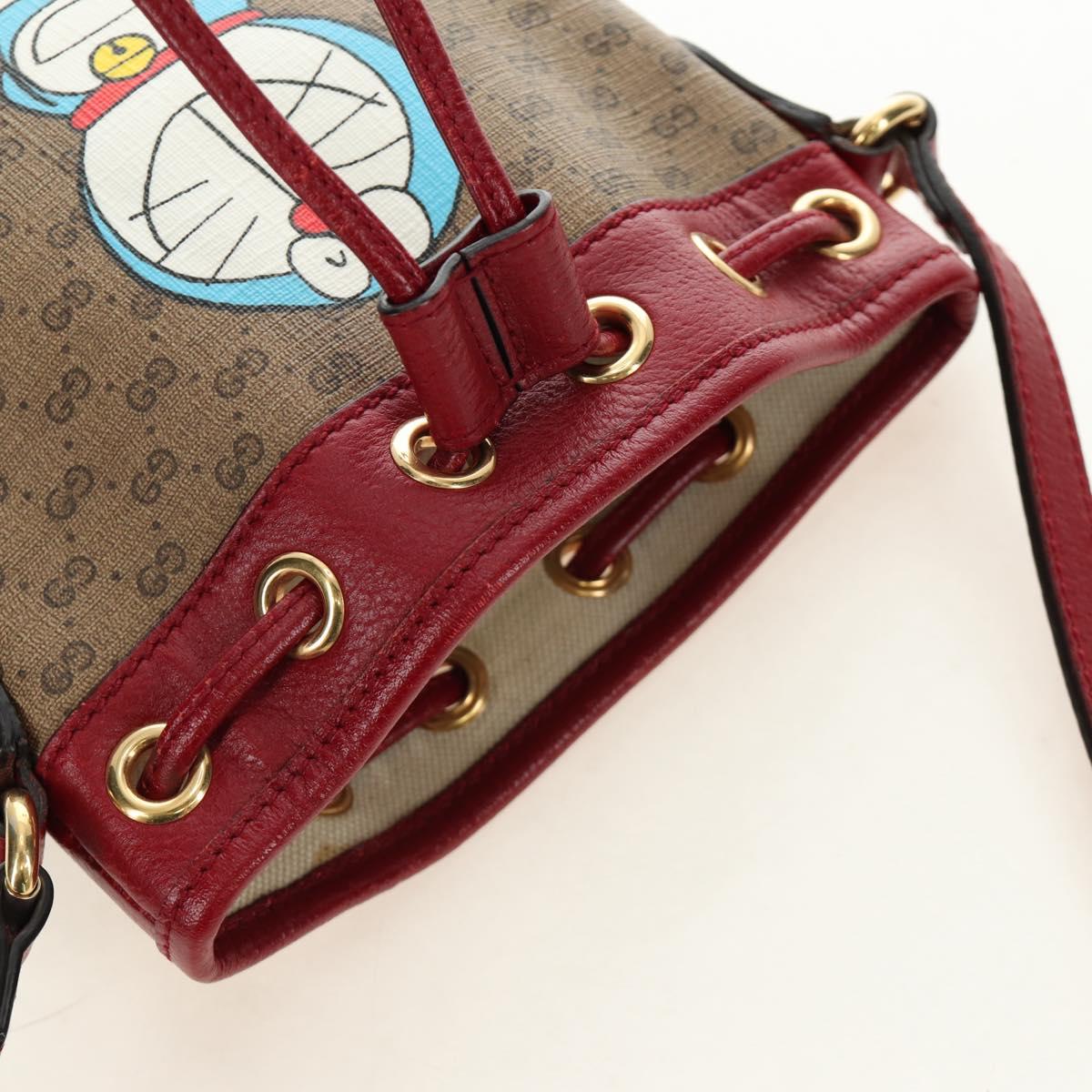 GUCCI GUCCI × Doraemon Micro GG Supreme Bag PVC Beige Gold 647801 Auth 185900M