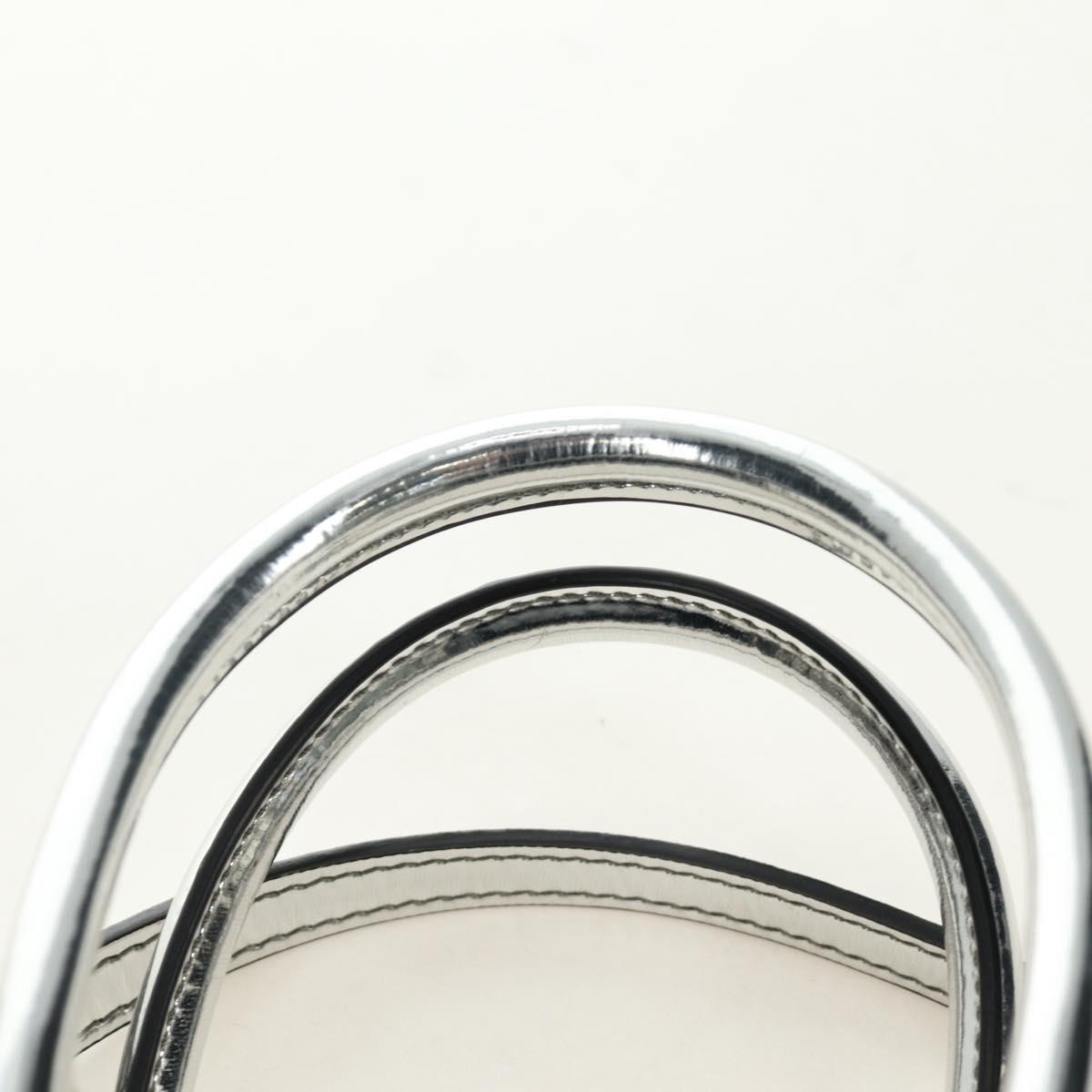 PRADA Hand Bag Patent Leather 2way Silver Auth 185901M