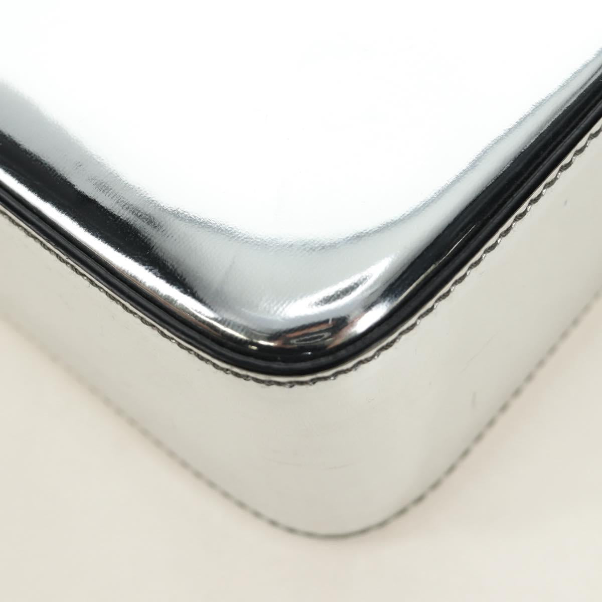 PRADA Hand Bag Patent Leather 2way Silver Auth 185901M