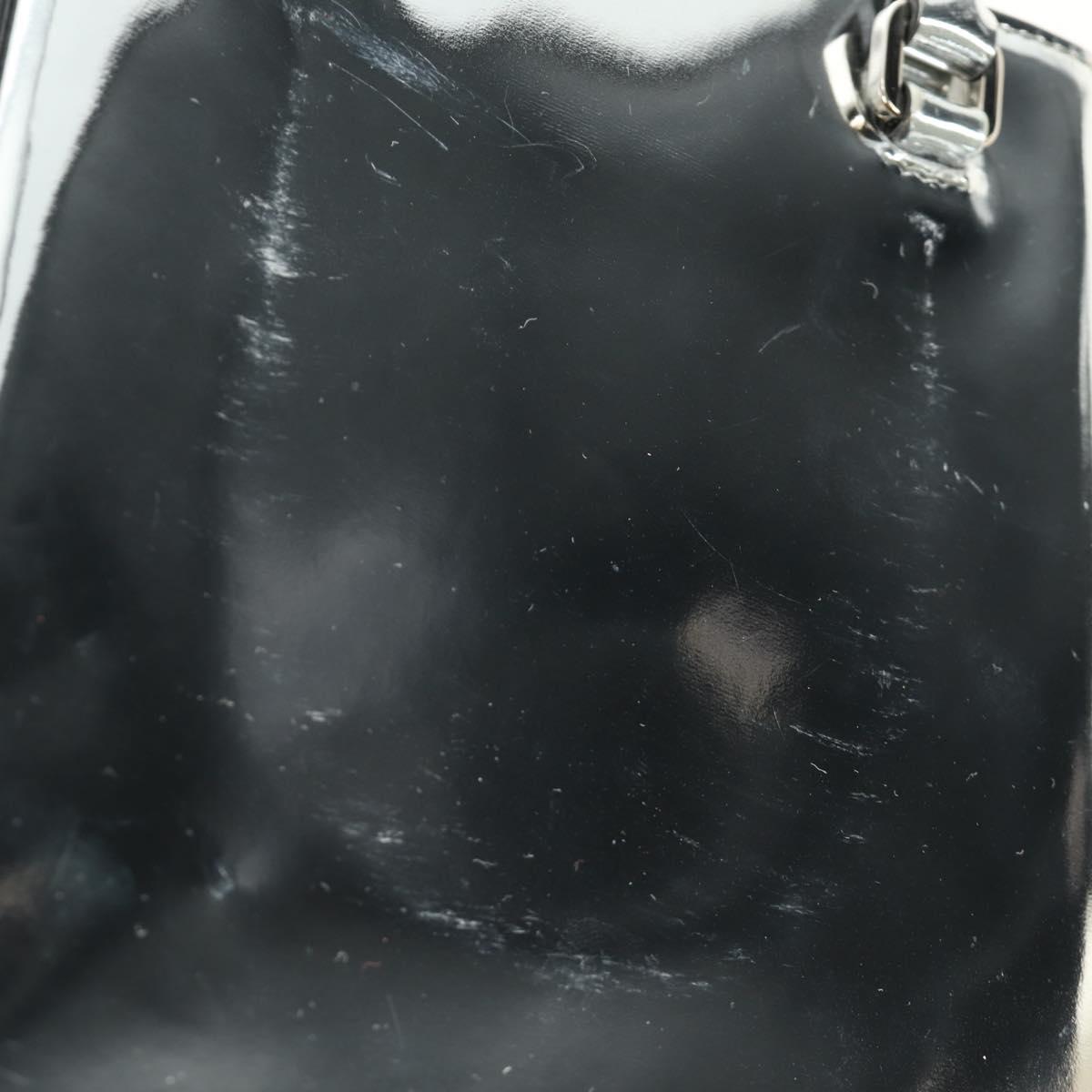PRADA Hand Bag Patent Leather 2way Silver Auth 185901M