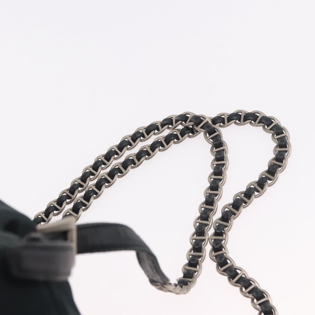 PRADA Chain Shoulder Backpack Nylon Green Silver Auth 185902A