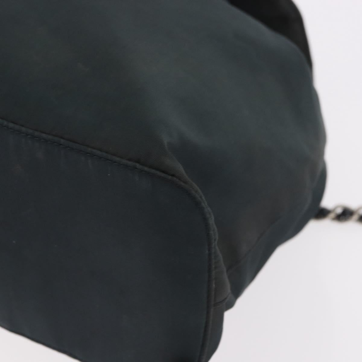 PRADA Chain Shoulder Backpack Nylon Green Silver Auth 185902A