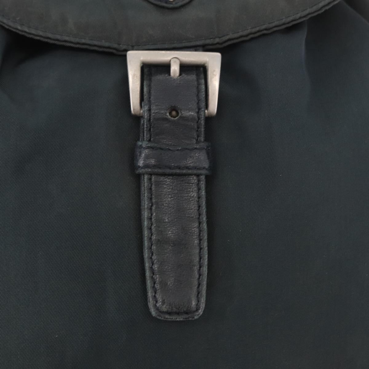 PRADA Chain Shoulder Backpack Nylon Green Silver Auth 185902A