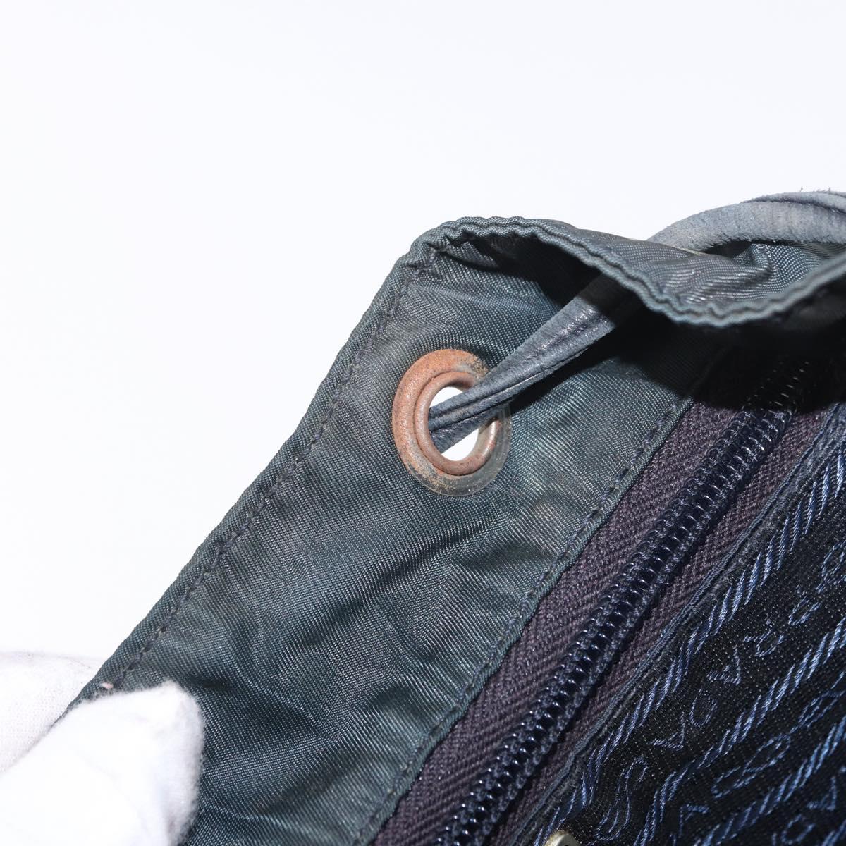 PRADA Chain Shoulder Backpack Nylon Green Silver Auth 185902A