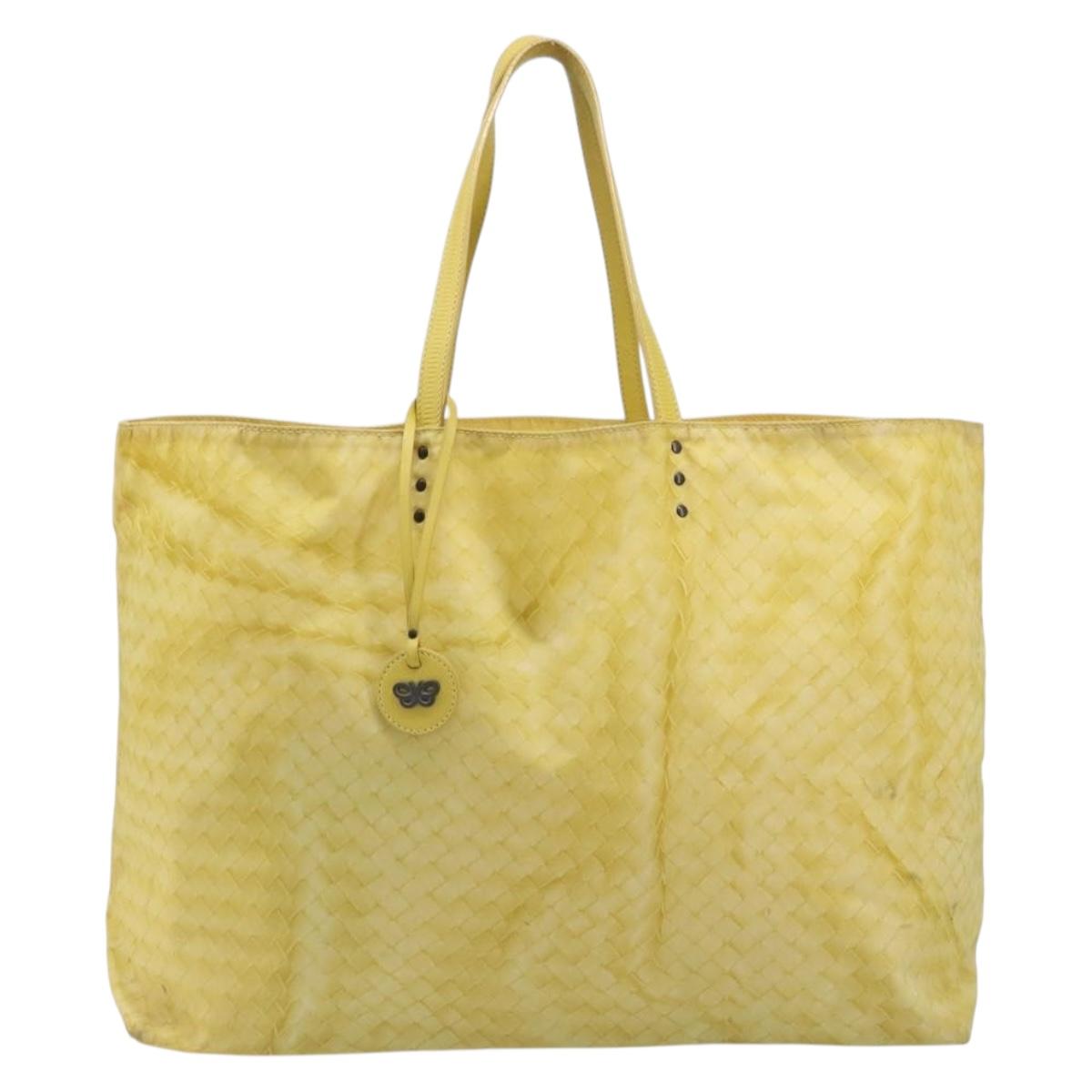 BOTTEGA VENETA INTRECCIATO Tote Bag Nylon Yellow Auth 185904A