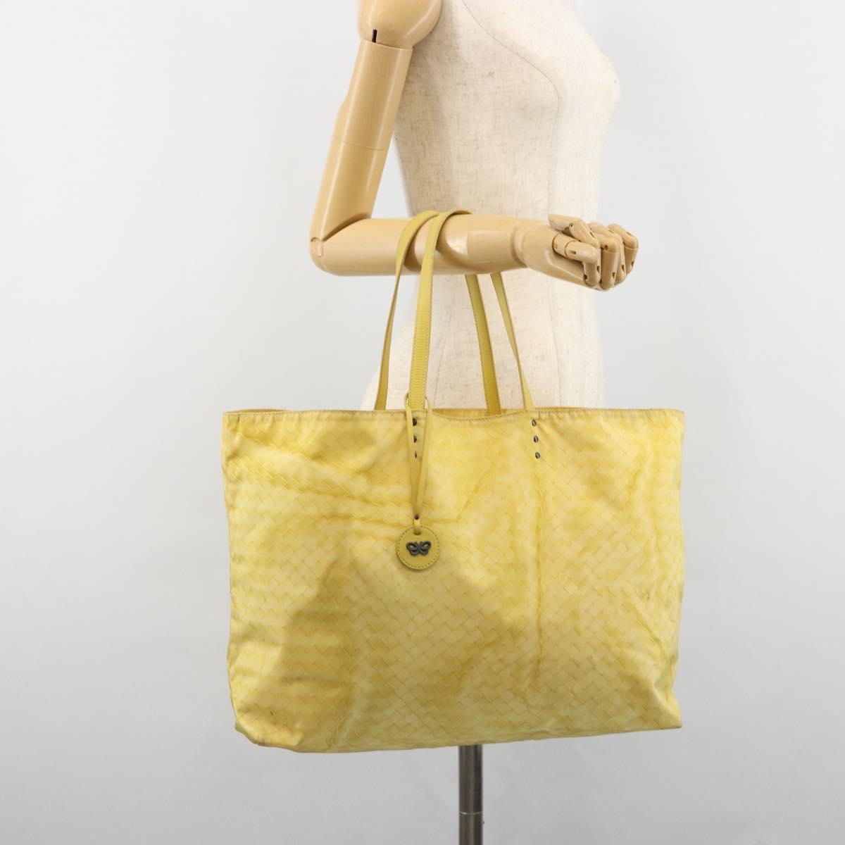 BOTTEGA VENETA INTRECCIATO Tote Bag Nylon Yellow Auth 185904A
