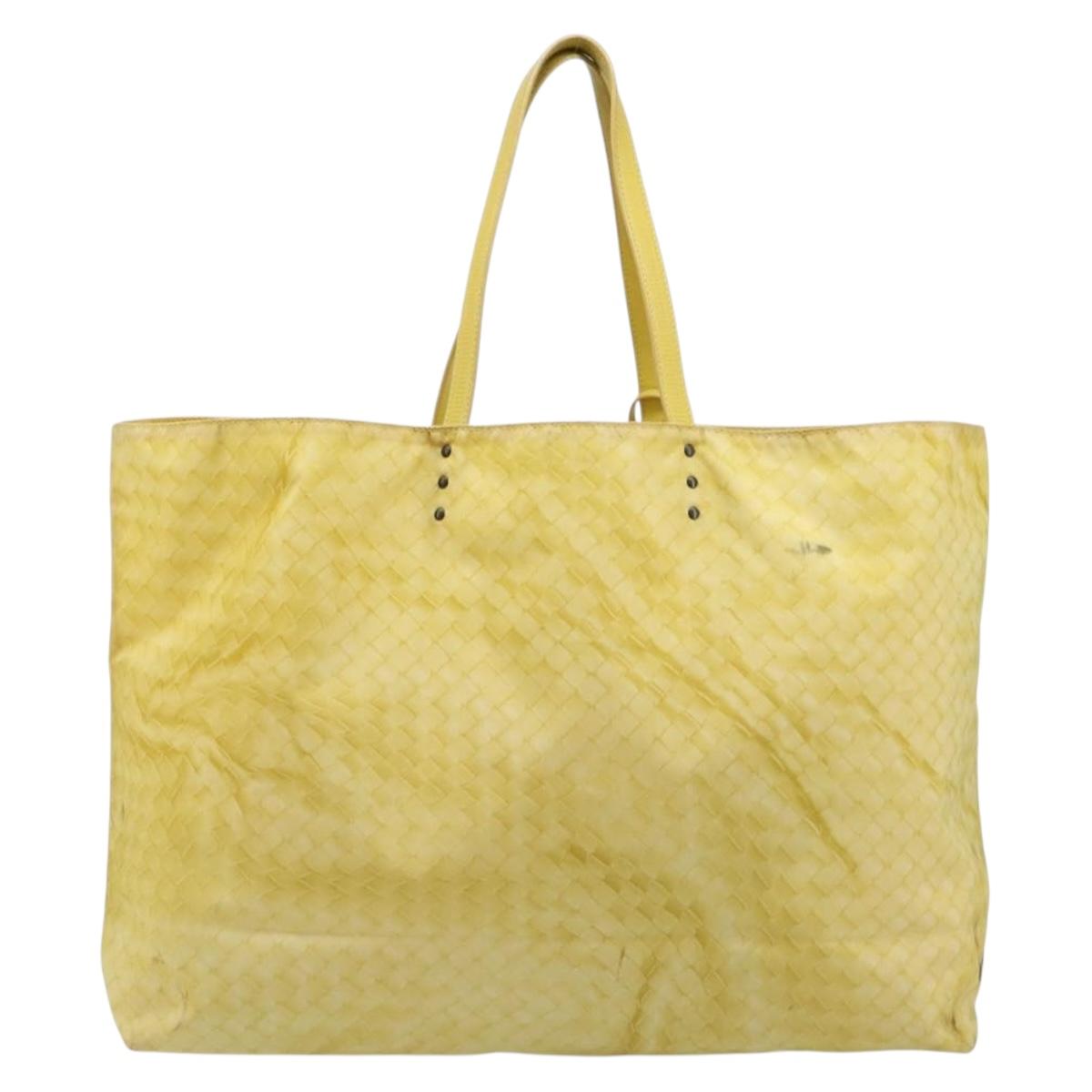 BOTTEGA VENETA INTRECCIATO Tote Bag Nylon Yellow Auth 185904A