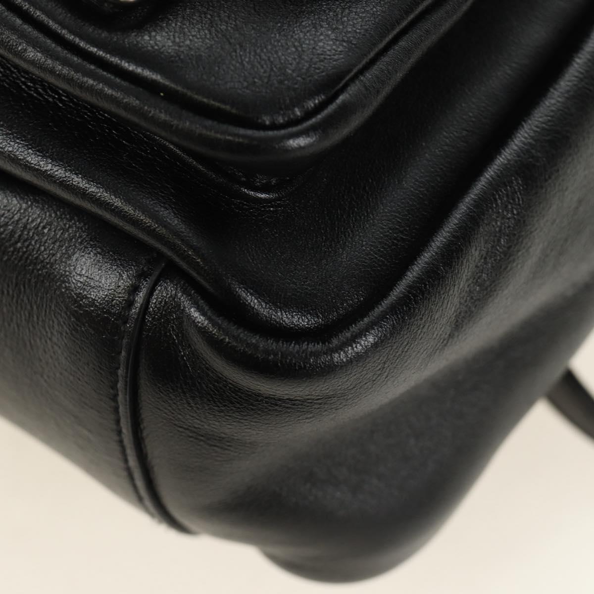 SAINT LAURENT Backpack Leather Black Silver Auth 185905SM