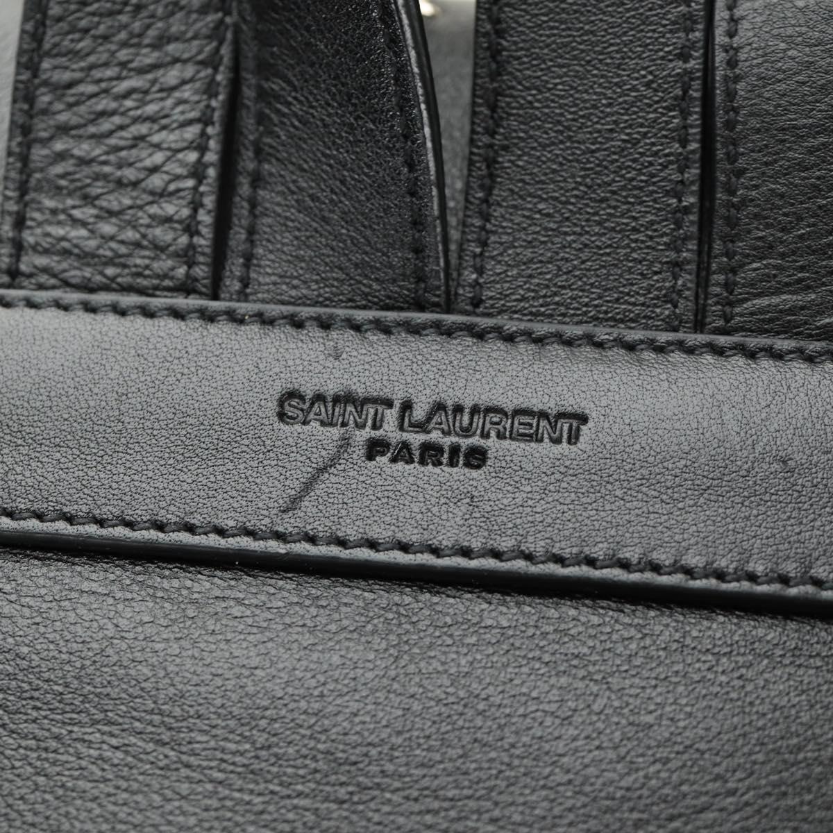 SAINT LAURENT Backpack Leather Black Silver Auth 185905SM