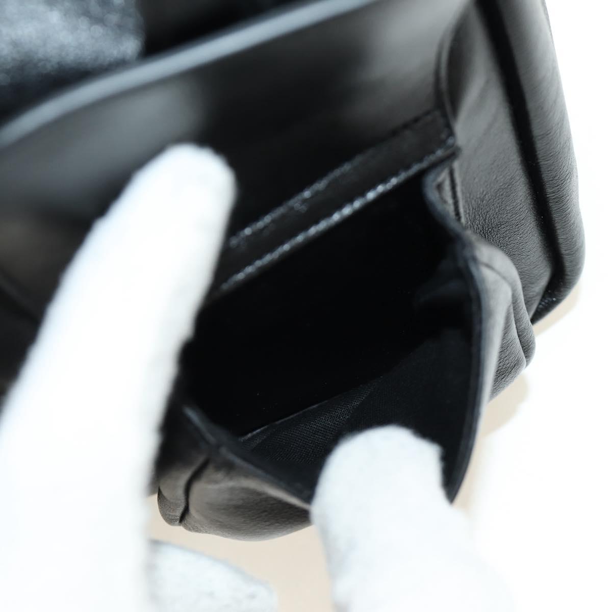 SAINT LAURENT Backpack Leather Black Silver Auth 185905SM