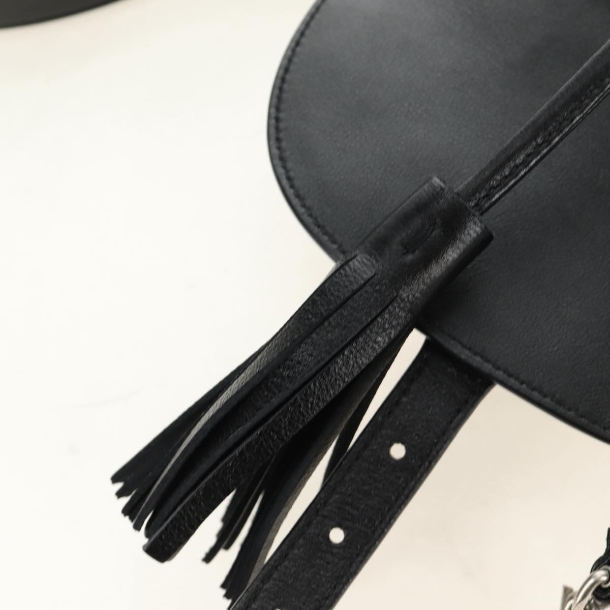 SAINT LAURENT Backpack Leather Black Silver Auth 185905SM