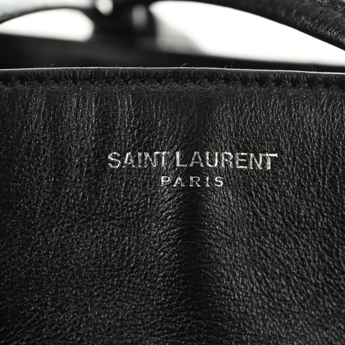 SAINT LAURENT Backpack Leather Black Silver Auth 185905SM