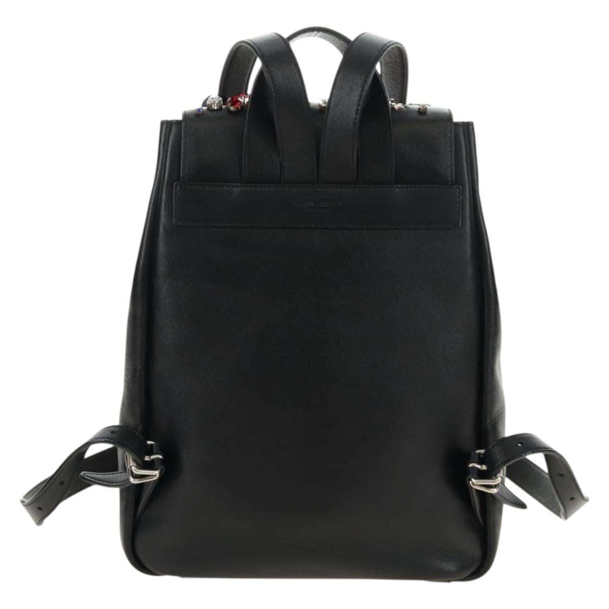 SAINT LAURENT Backpack Leather Black Silver Auth 185905SM