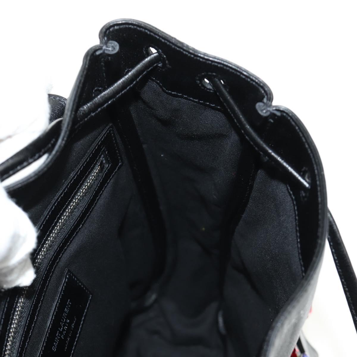 SAINT LAURENT Backpack Leather Black Silver Auth 185905SM