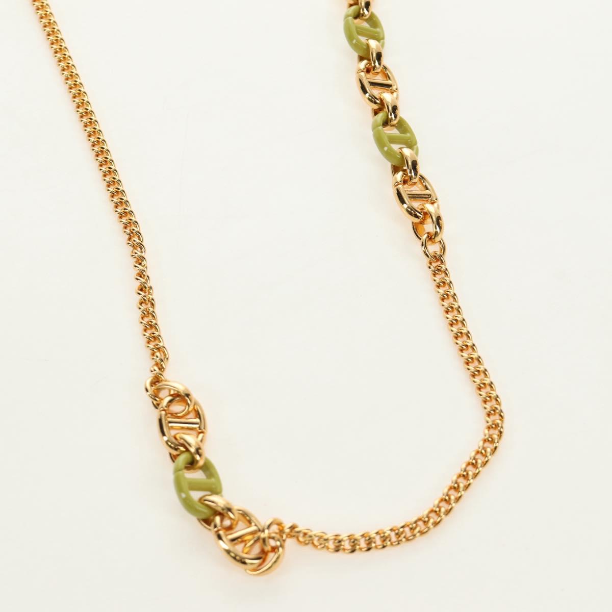 Christian Dior Cannage Miss Caro Chain Pouch Lamb Skin Green Gold Auth 185907SM