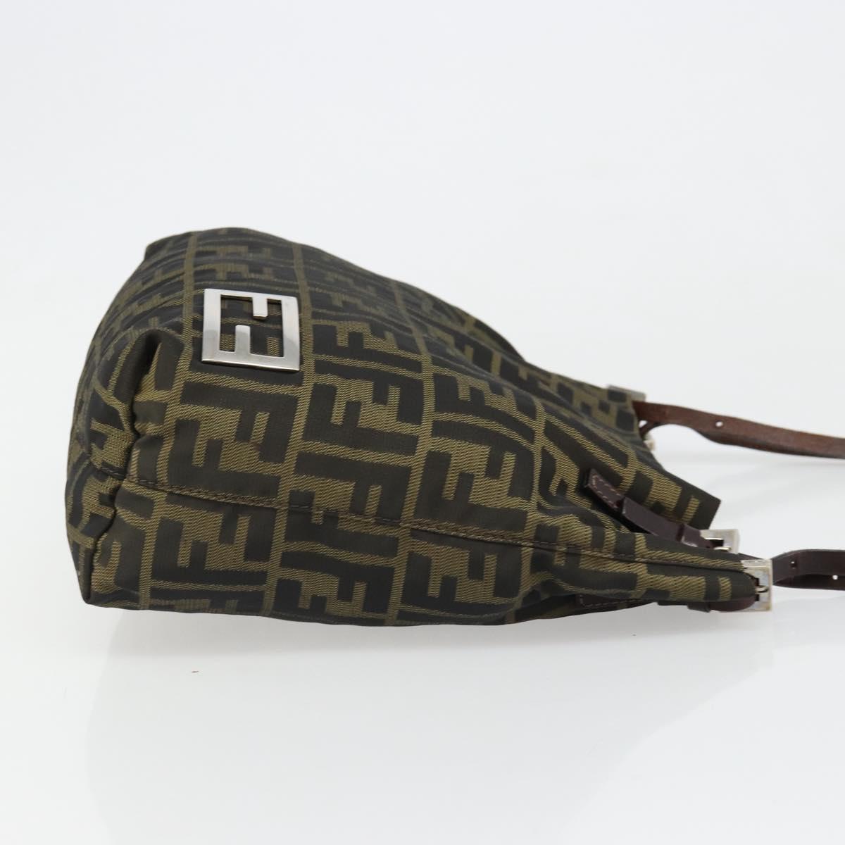 FENDI Zucca Canvas Tote Bag Black Brown Auth 185908