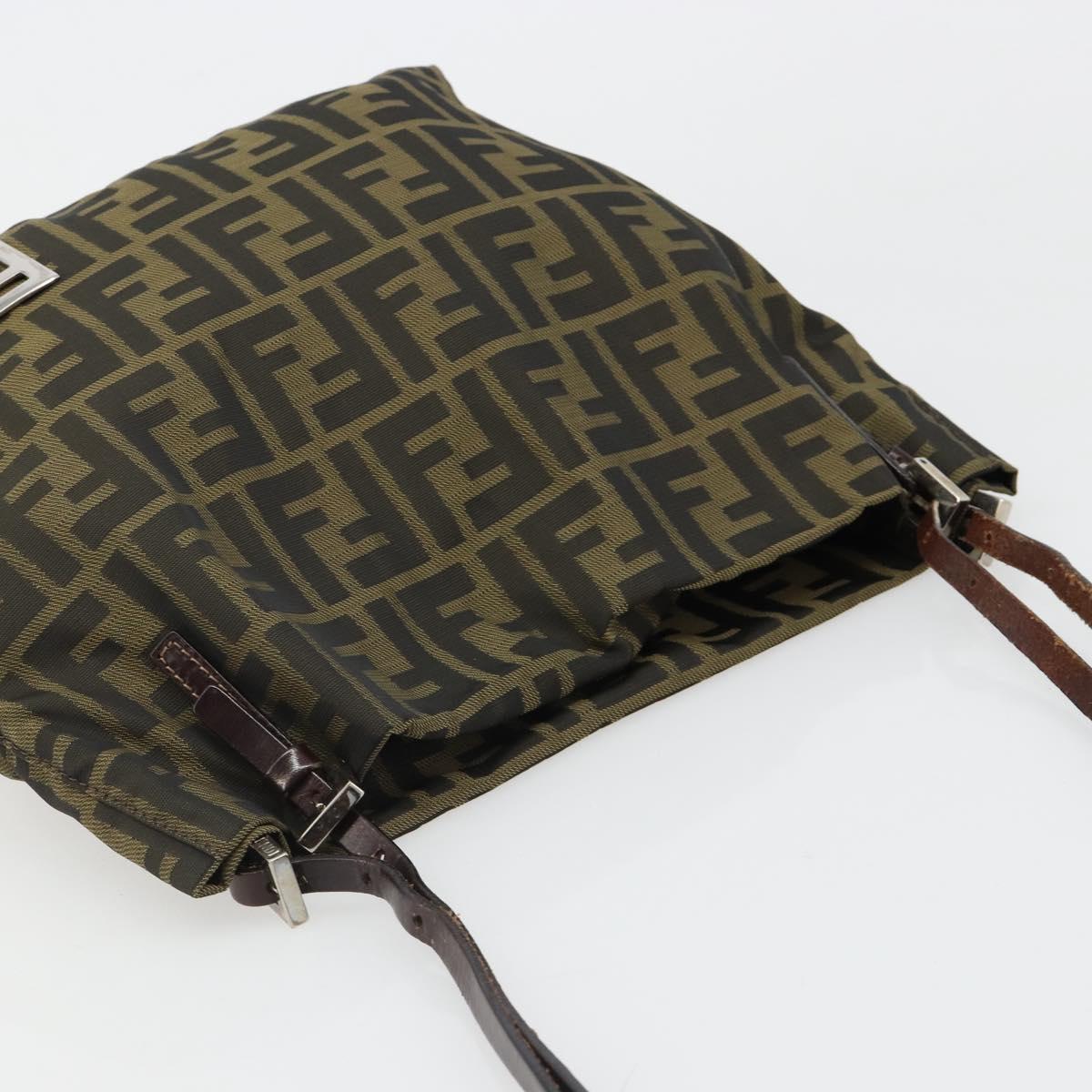 FENDI Zucca Canvas Tote Bag Black Brown Auth 185908