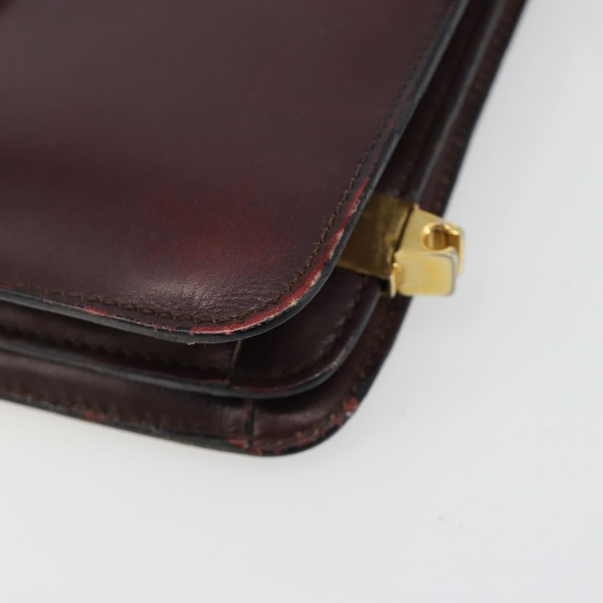 CELINE Shoulder Bag Leather Bordeaux Gold Auth 185909A