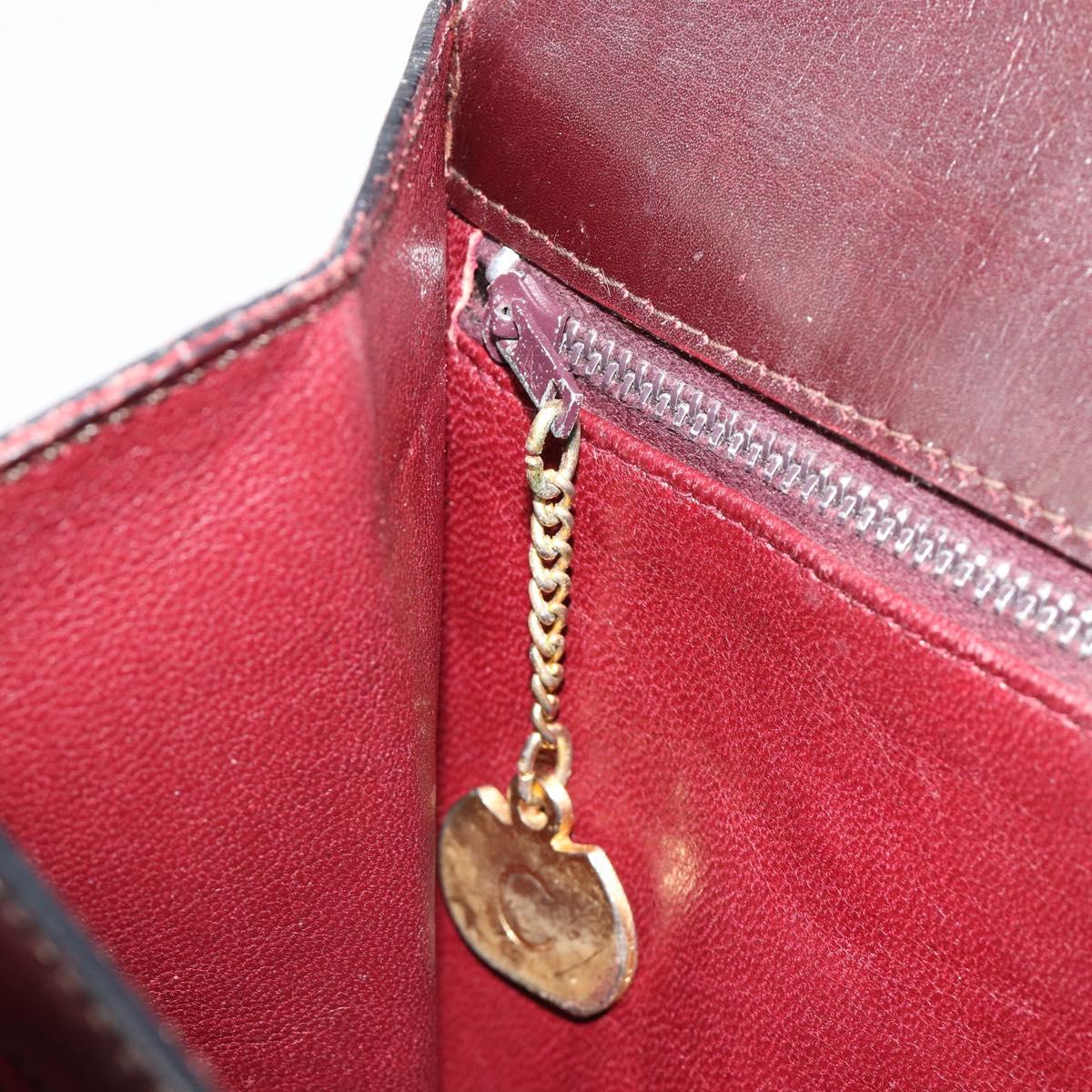 CELINE Shoulder Bag Leather Bordeaux Gold Auth 185909A