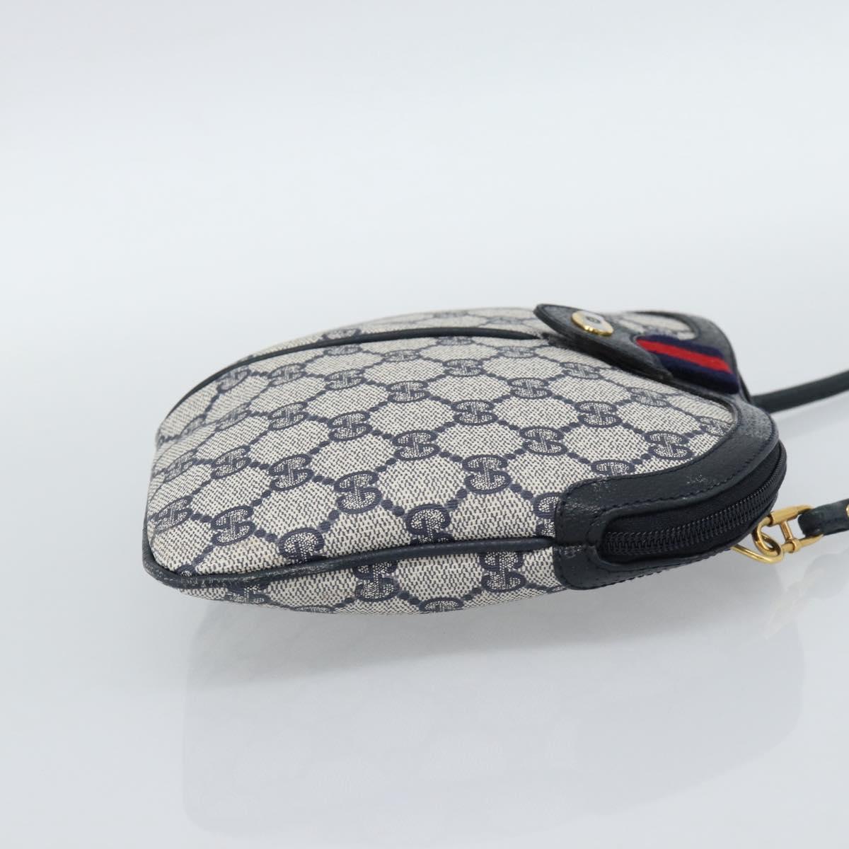 GUCCI GG Supreme Sherry Line Shoulder Bag PVC Navy Gold 68 02 047 Auth 185910