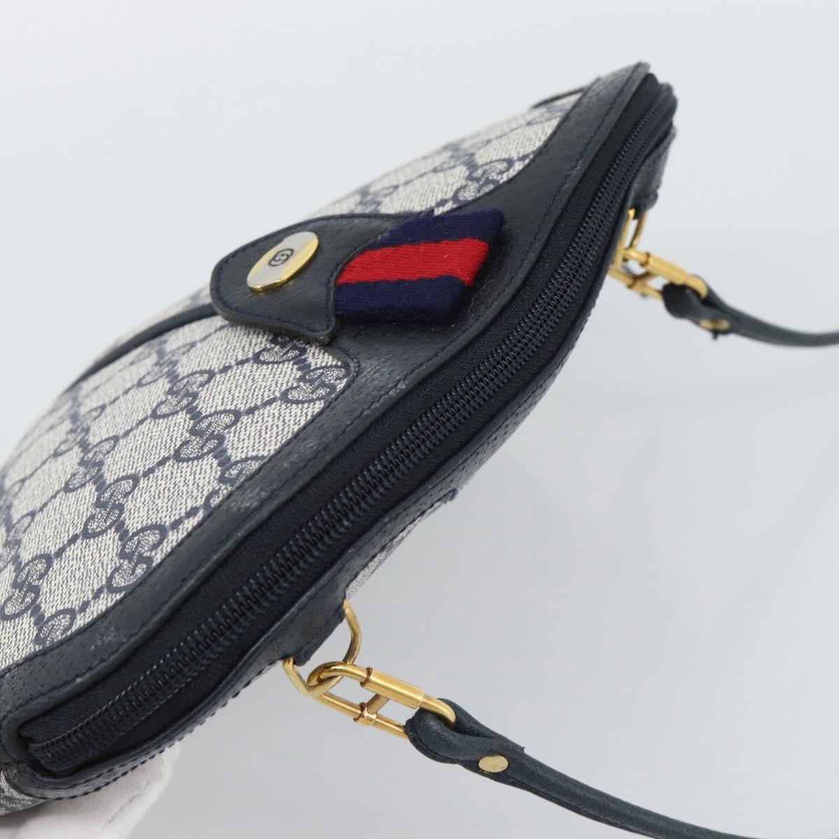 GUCCI GG Supreme Sherry Line Shoulder Bag PVC Navy Gold 68 02 047 Auth 185910