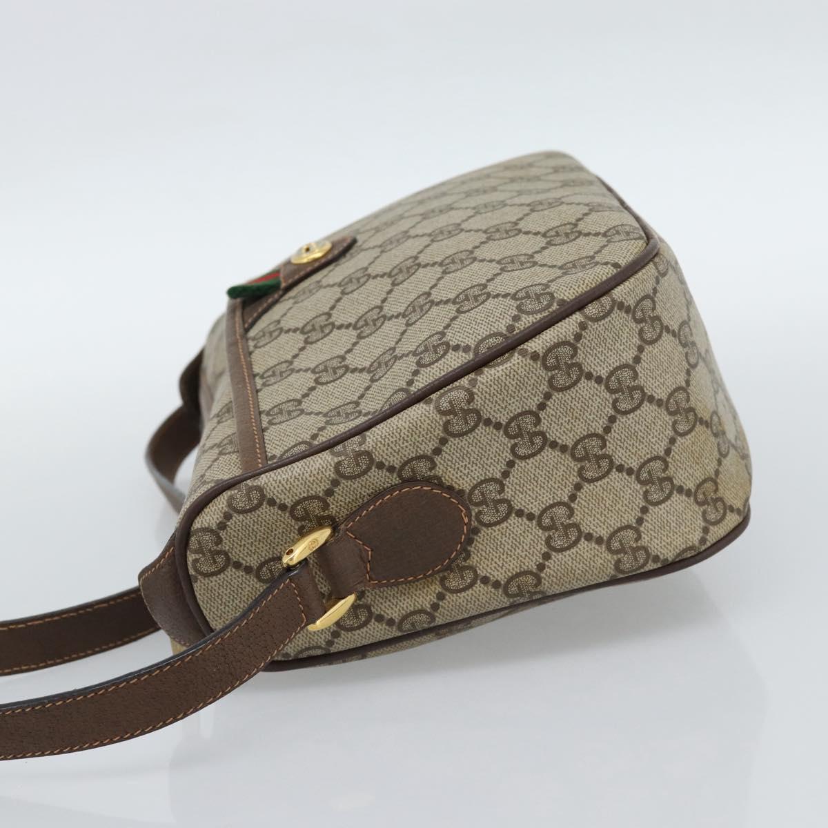 GUCCI GG Supreme Web Sherry Line Bag PVC Beige Gold 89 02 077 Auth 185911