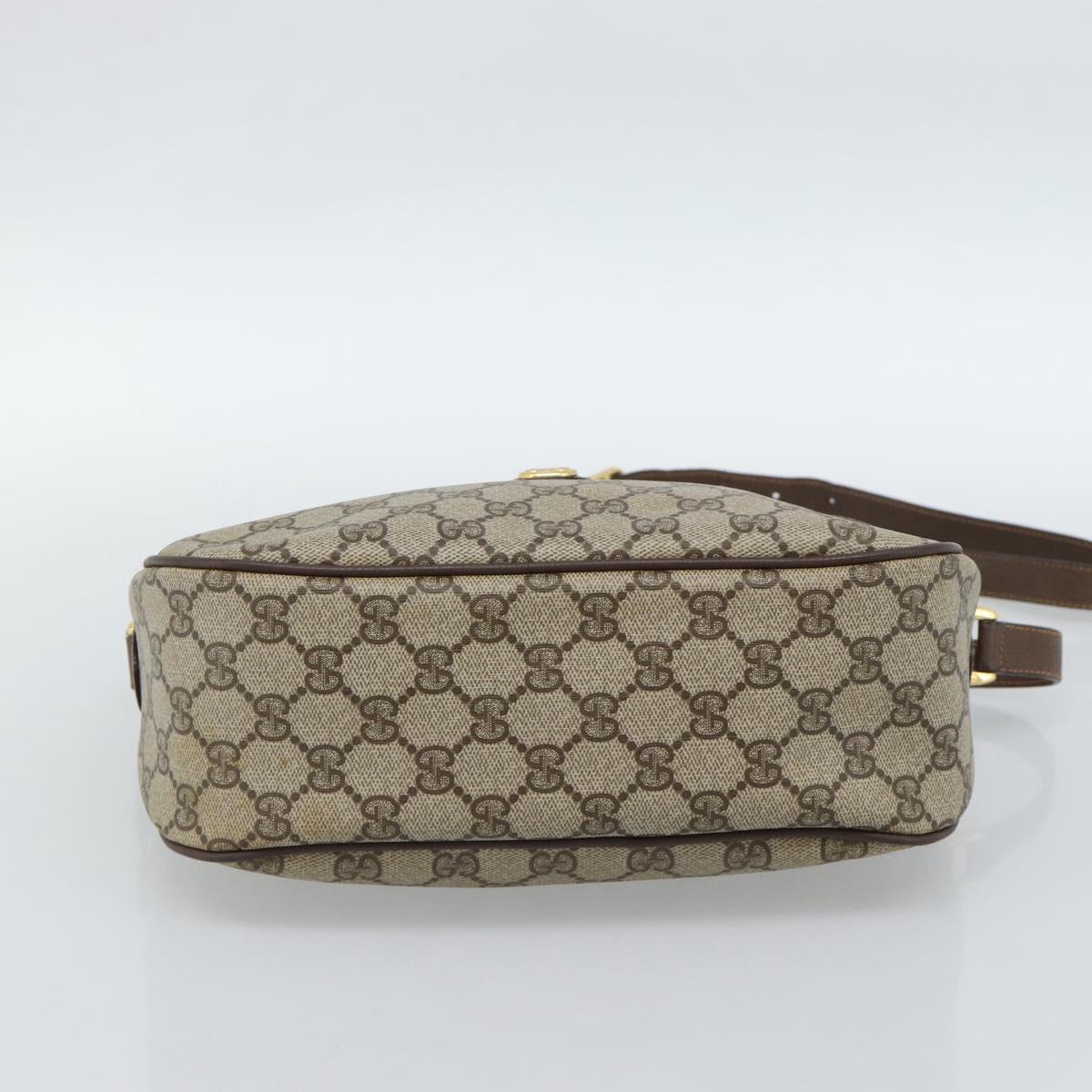 GUCCI GG Supreme Web Sherry Line Bag PVC Beige Gold 89 02 077 Auth 185911
