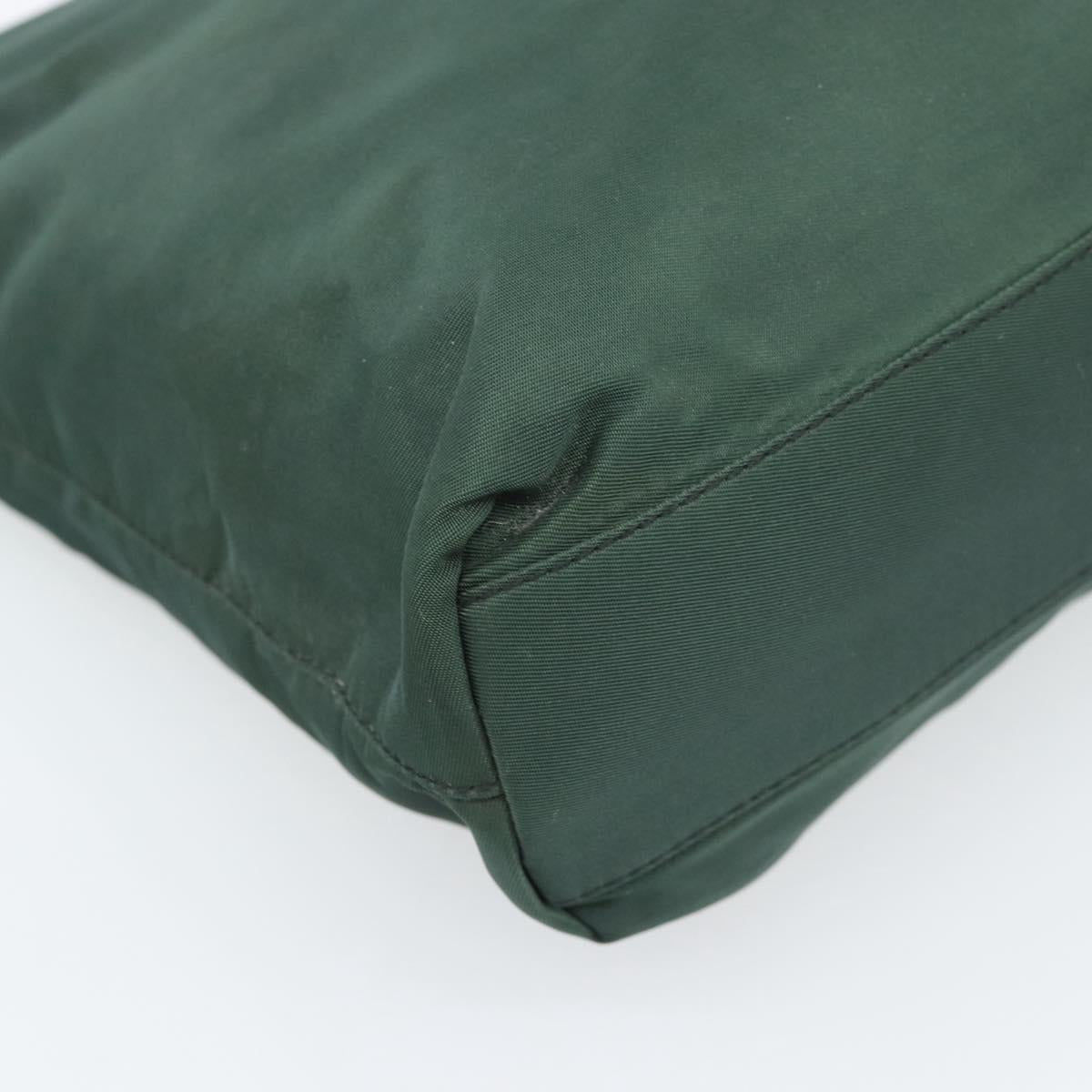 PRADA Tote Bag Nylon Green Silver Auth 185912A