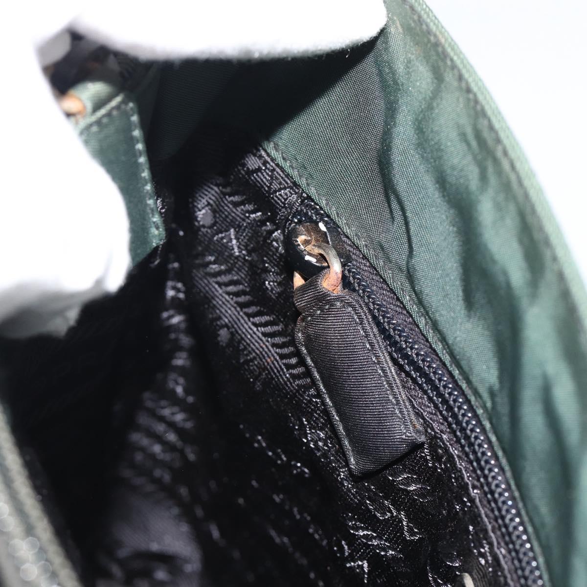 PRADA Tote Bag Nylon Green Silver Auth 185912A
