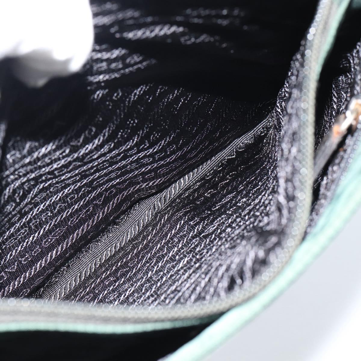 PRADA Tote Bag Nylon Green Silver Auth 185912A