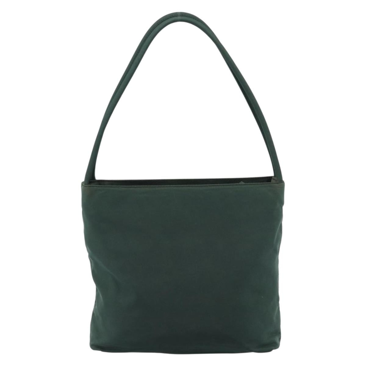 PRADA Tote Bag Nylon Green Silver Auth 185912A