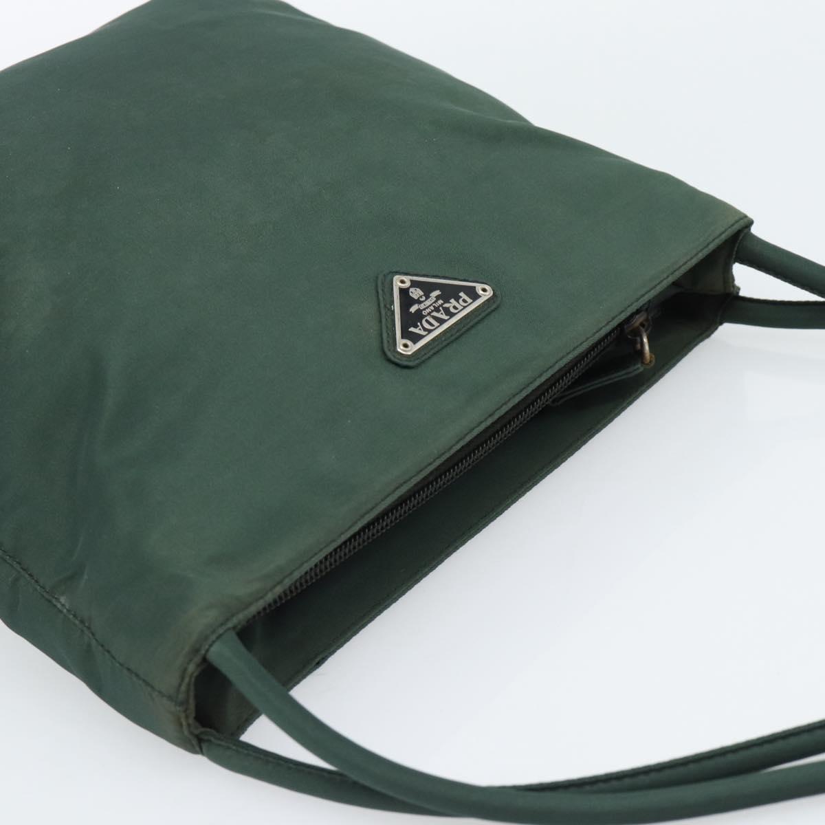 PRADA Tote Bag Nylon Green Silver Auth 185912A
