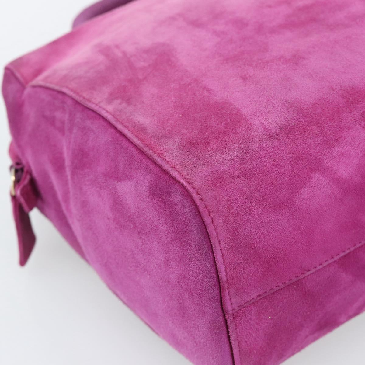 PRADA Hand Bag Suede Purple Gold Auth 185913