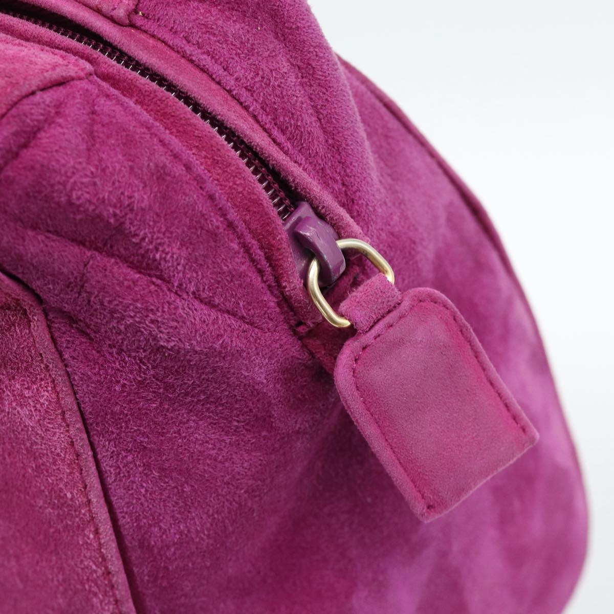 PRADA Hand Bag Suede Purple Gold Auth 185913