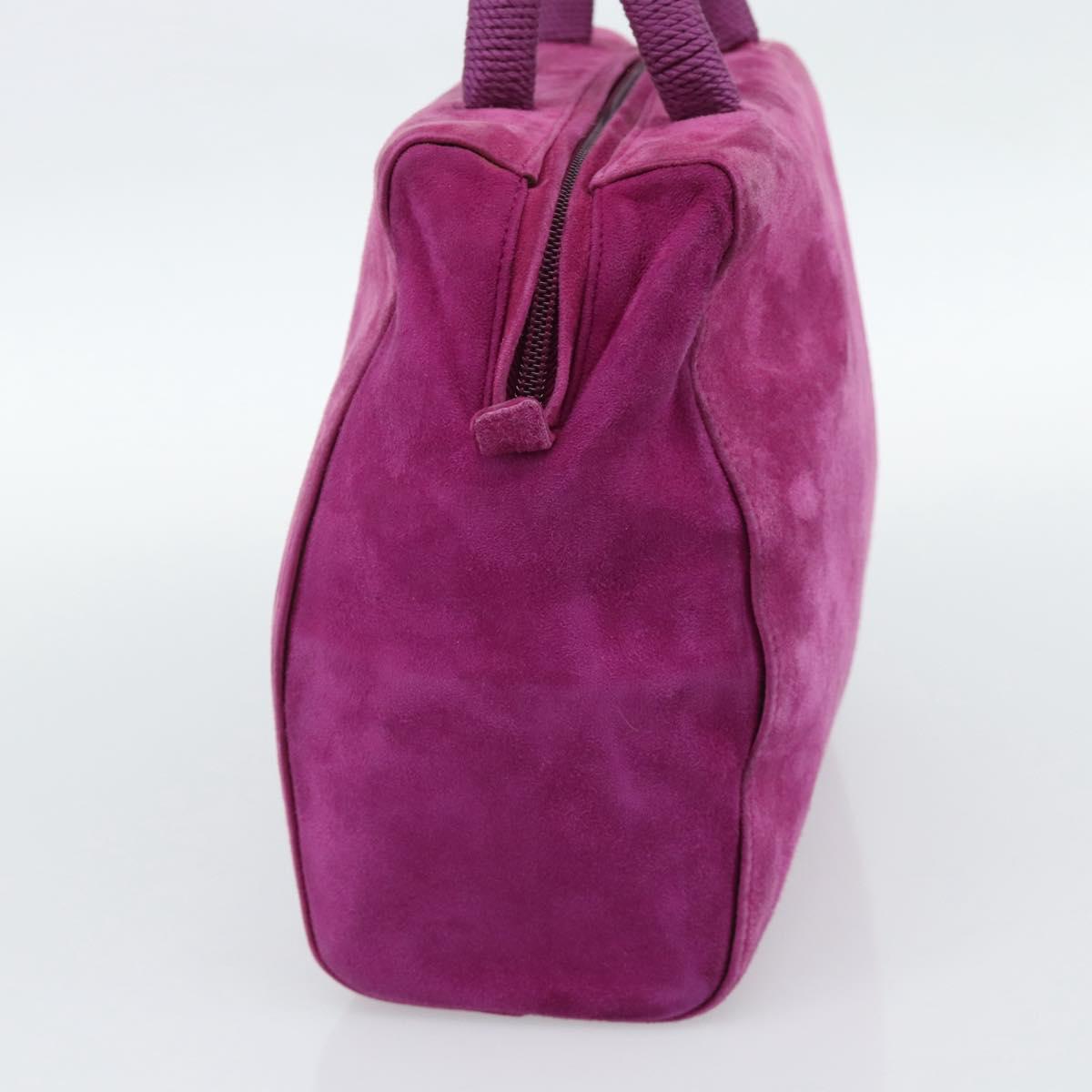 PRADA Hand Bag Suede Purple Gold Auth 185913