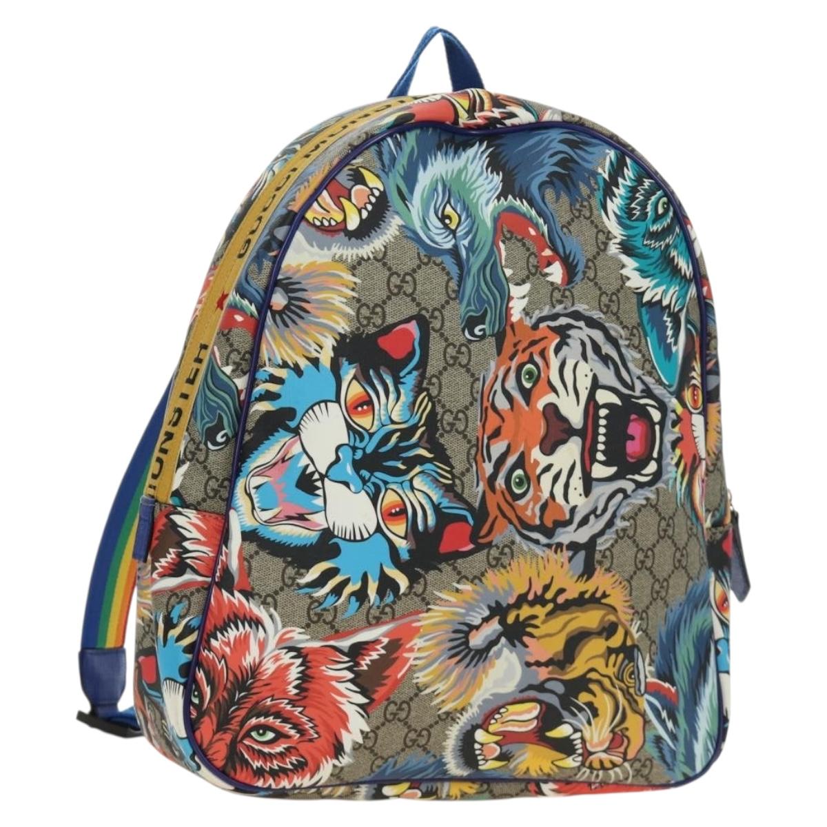 GUCCI Backpack PVC Beige Silver 501976 Auth 185915SM