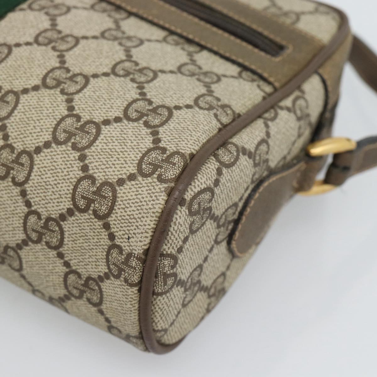 GUCCI GG Supreme Web Sherry Line Bag PVC Beige Gold 68 02 004 Auth 185916