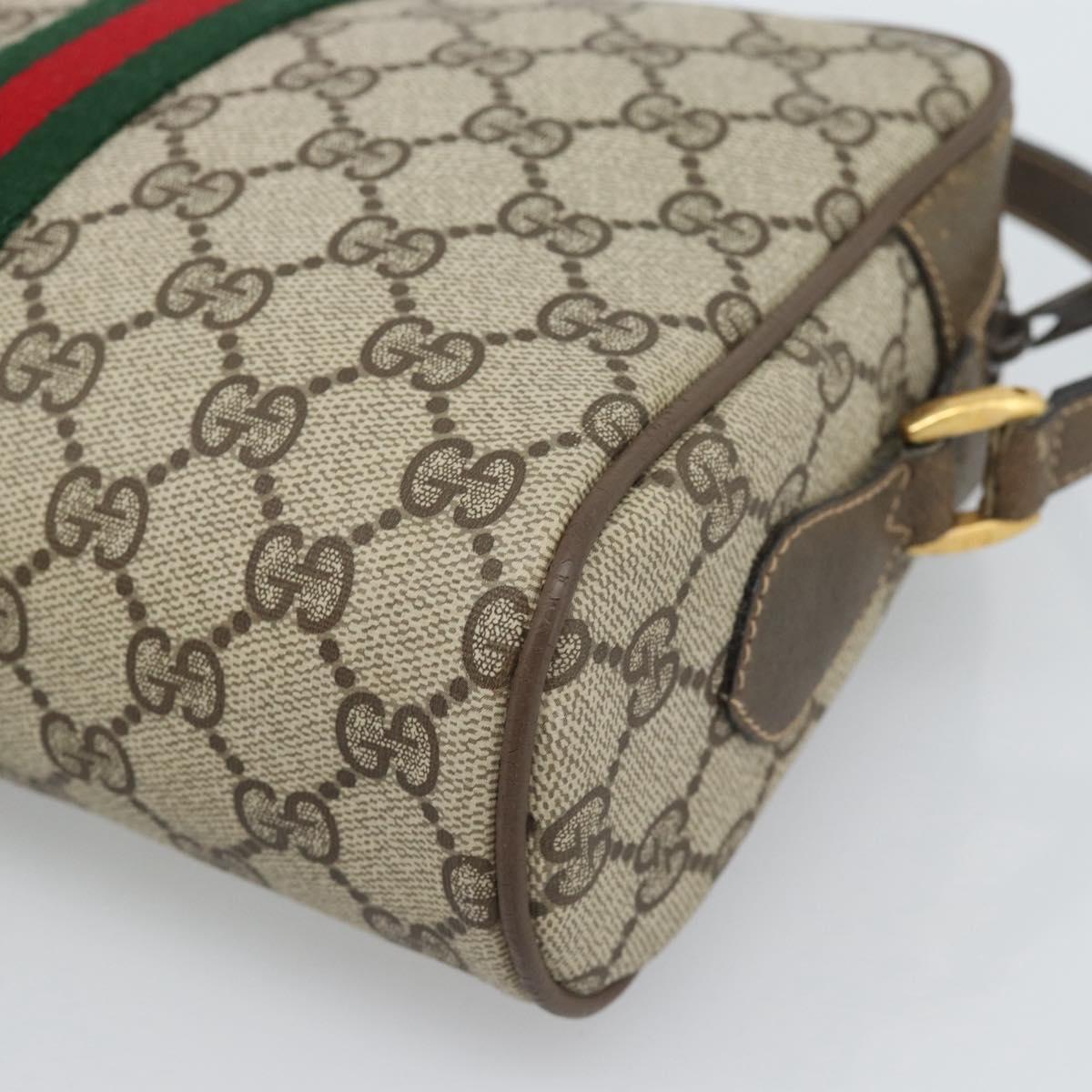 GUCCI GG Supreme Web Sherry Line Bag PVC Beige Gold 68 02 004 Auth 185916