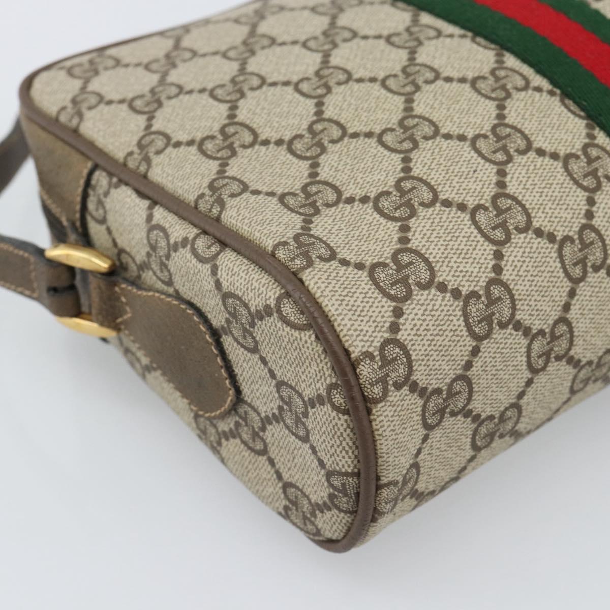 GUCCI GG Supreme Web Sherry Line Bag PVC Beige Gold 68 02 004 Auth 185916
