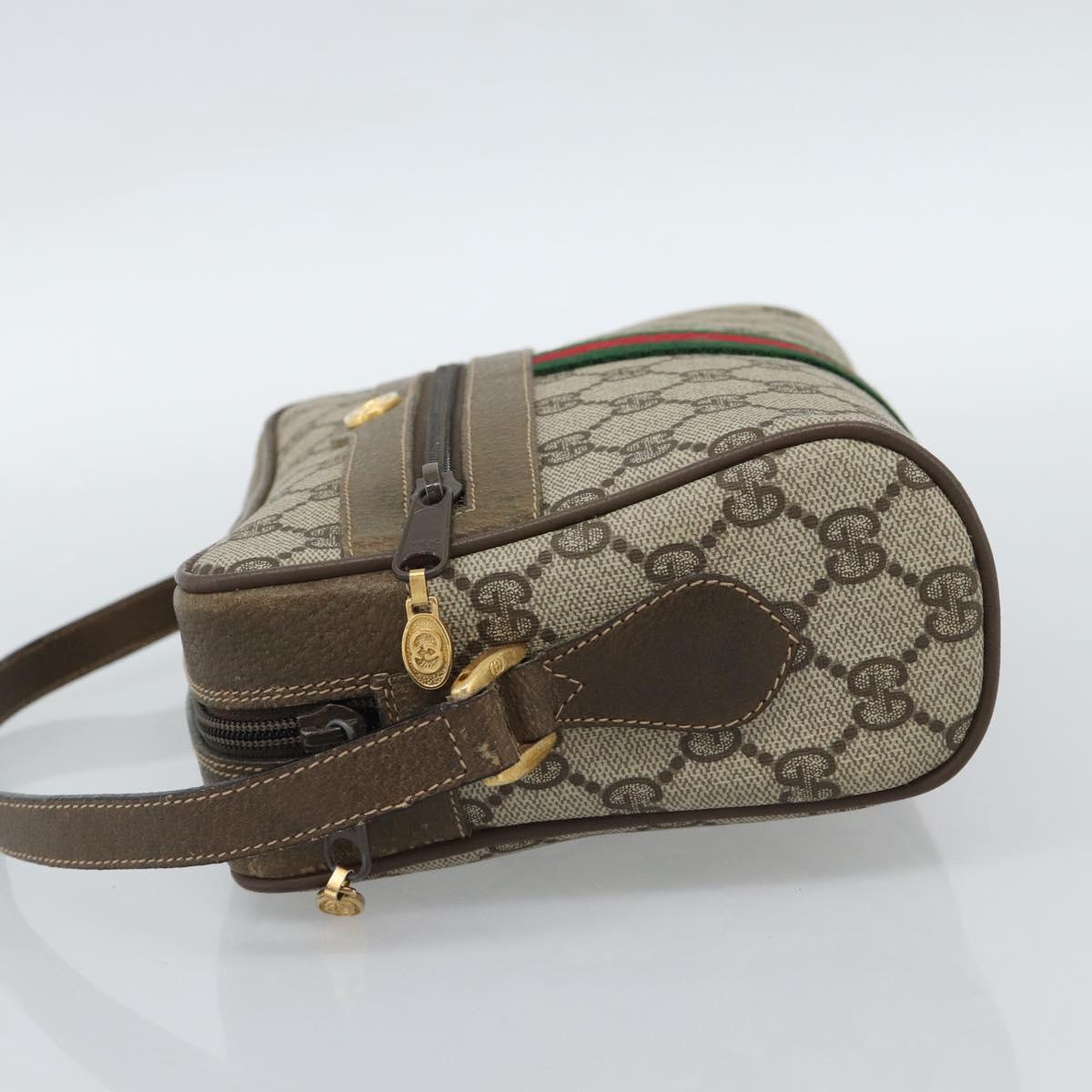 GUCCI GG Supreme Web Sherry Line Bag PVC Beige Gold 68 02 004 Auth 185916